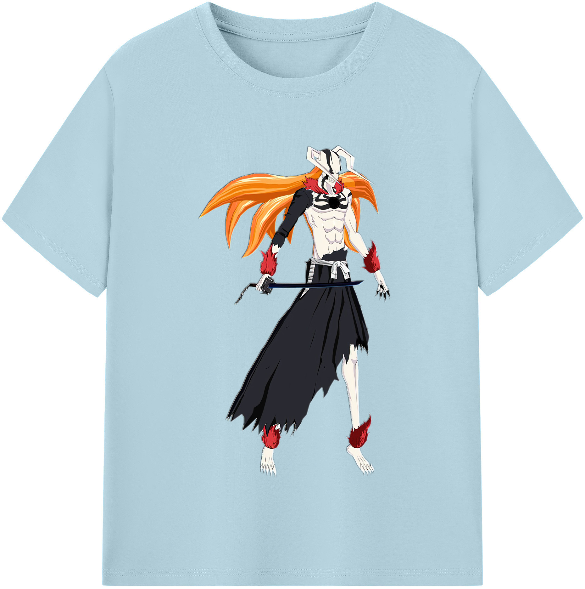 （画像用） ブリーチ 黒崎一護（くろさき いちご）BLEACH Kurosaki Ichigo 綿100％半袖Tシャツ（フロントプリント）